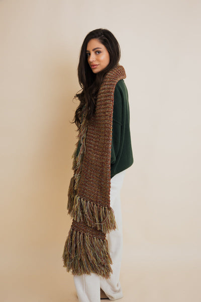 Fluffy Knit Fringe Winter Scarf - 4 colors