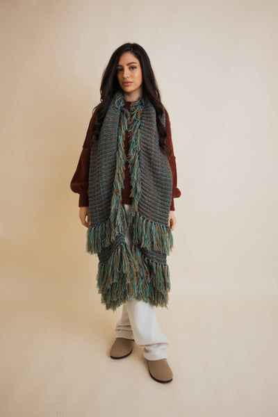 Fluffy Knit Fringe Winter Scarf - 4 colors