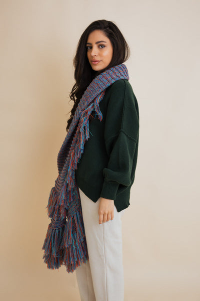 Fluffy Knit Fringe Winter Scarf - 4 colors
