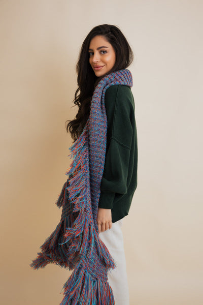 Fluffy Knit Fringe Winter Scarf - 4 colors