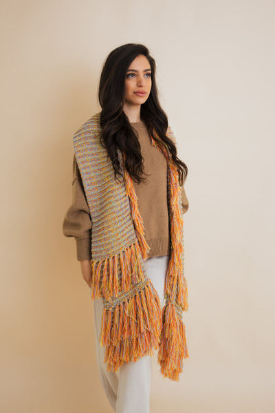 Fluffy Knit Fringe Winter Scarf - 4 colors