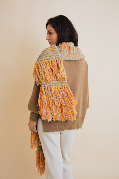 Fluffy Knit Fringe Winter Scarf - 4 colors