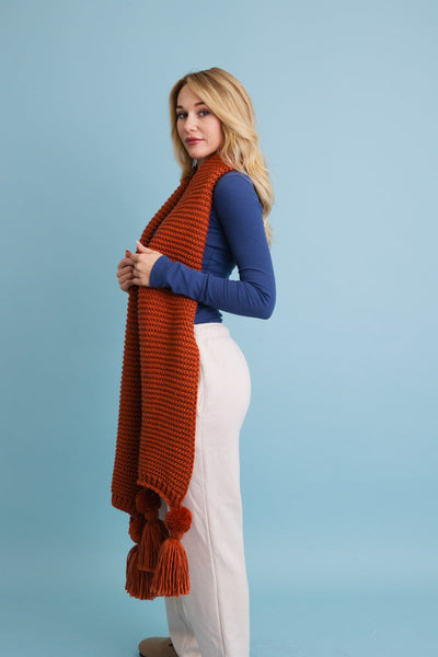 Knit Pom Tassel Scarf🧣 5 Colors