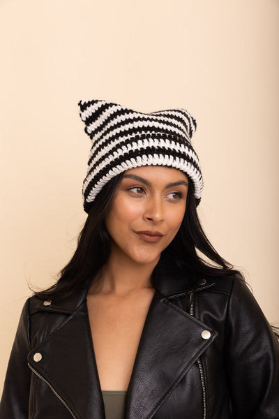 Purrfectly Cozy Cat Ear Crochet Beanie - 3 colors