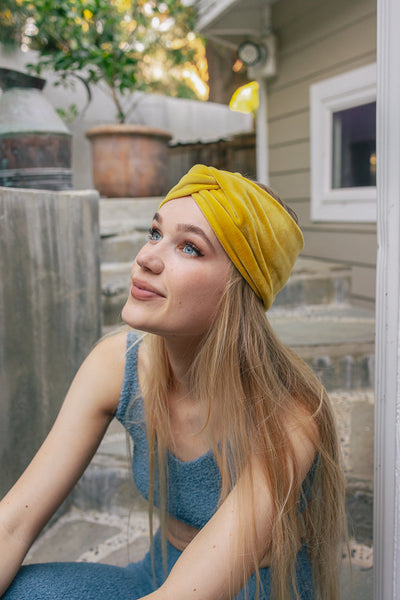 Twisted Velvet Headwrap Hats & Hair Mustard