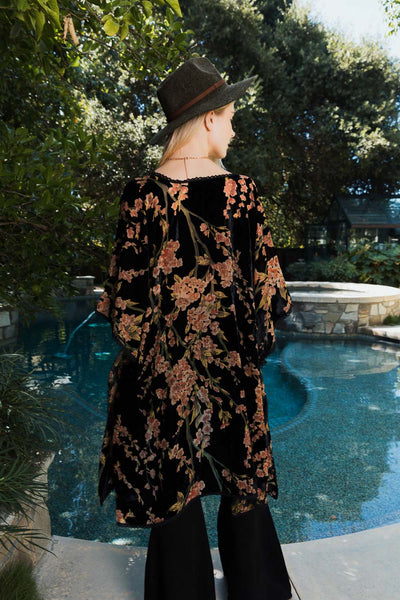 Whimsy Gothic Velvet Bloom Kimono
