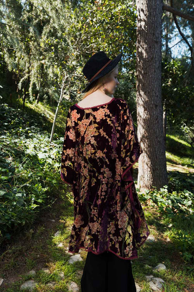Whimsy Gothic Velvet Bloom Kimono