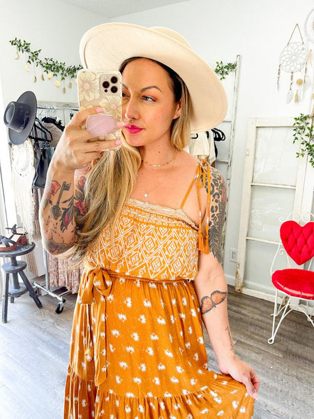 Size Small // Floral & Geometric Patterned Bohemian Maxi Dress