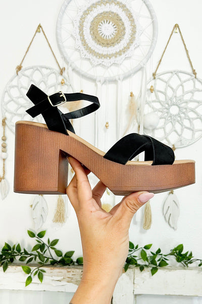 Size 6 // Black Platform Block Heel Sandal