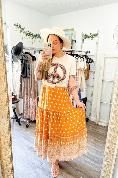 Size Small // Floral & Geometric Patterned Bohemian Maxi Dress