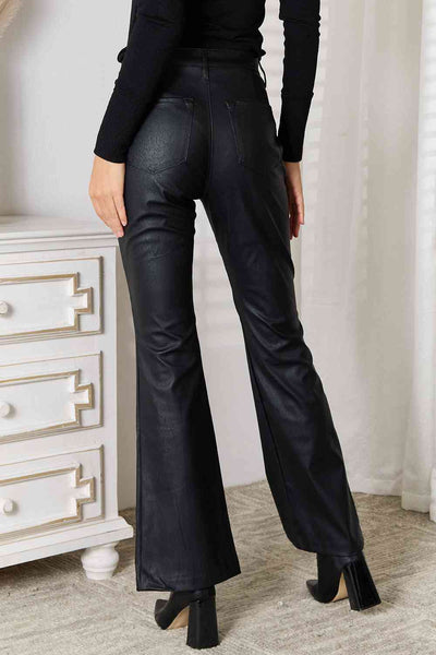 Kancan Faux Leather Flare Leg Pants
