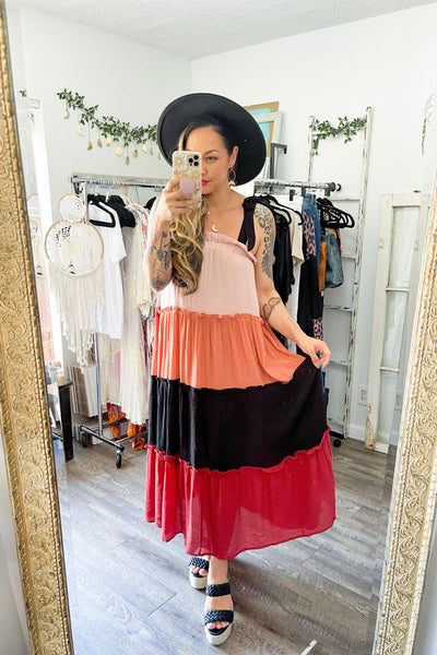 Size Medium // Colorblock Maxi Dress