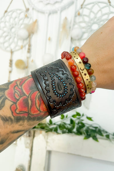 Paisley Pressed Leather Cuff Bracelet