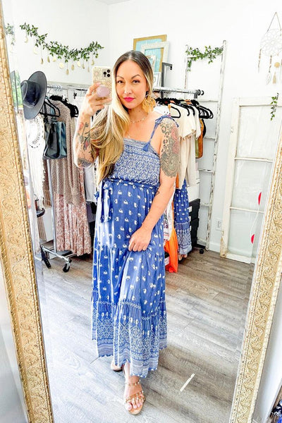 Size Small // Floral & Geometric Patterned Bohemian Maxi Dress