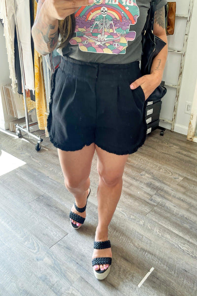 Small or Medium // Black Raw Edge Shorts