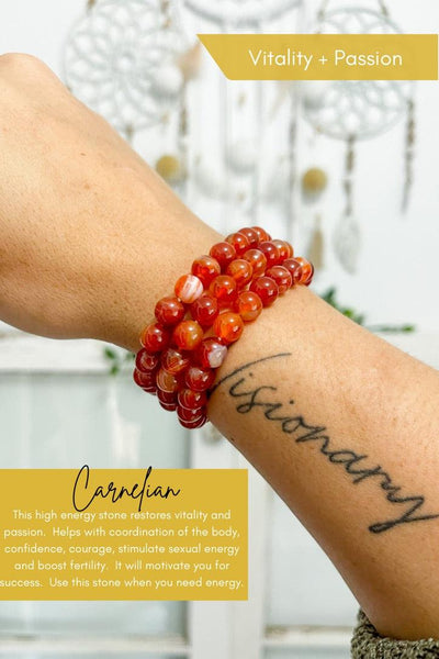 Carnelian 8mm Bead Bracelet