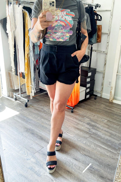 Small or Medium // Black Raw Edge Shorts