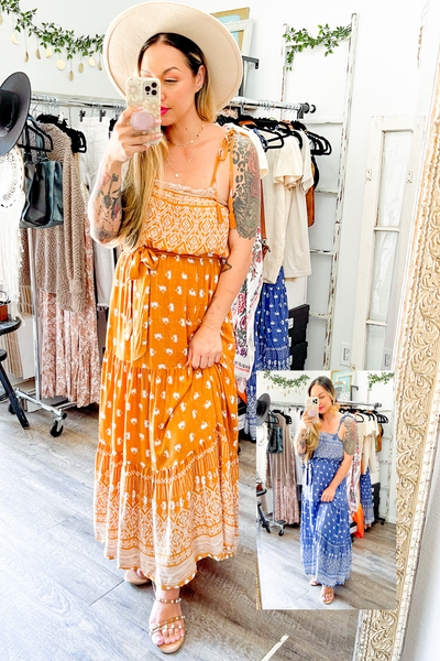 Size Small // Floral & Geometric Patterned Bohemian Maxi Dress