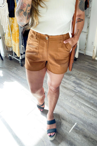 Small // Camel Denim Shorts