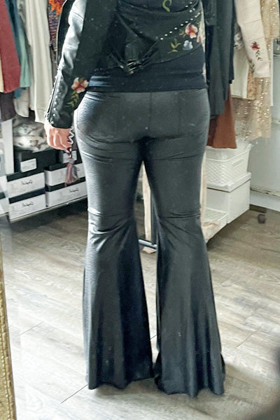 Small or Medium // Leopard Embossed Pleather Bell Bottoms