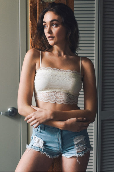 Wide Lace Bandeau Bralette