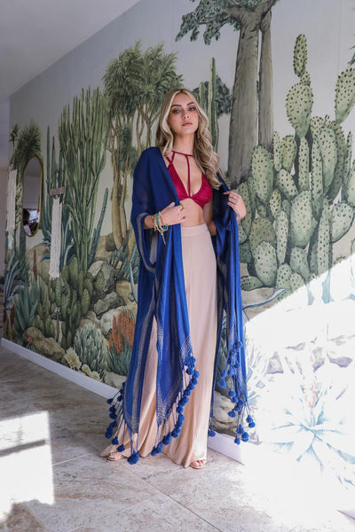 Longline Tassel Border Kimono- 3 colors
