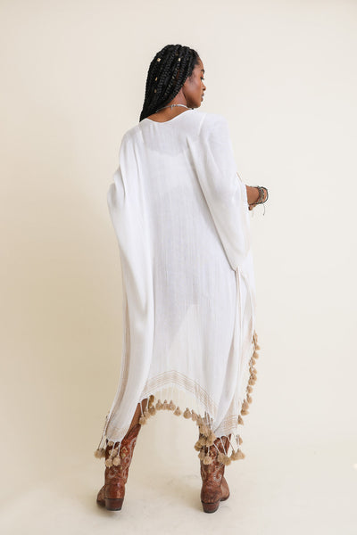 Longline Tassel Border Kimono- 3 colors