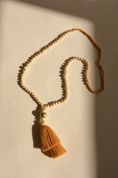 Bohemian Beaded Tassel Necklace Jewelry Mustard