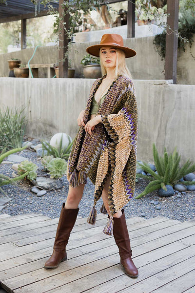 Cuddle Season Crochet Patterned Ruana Ponchos