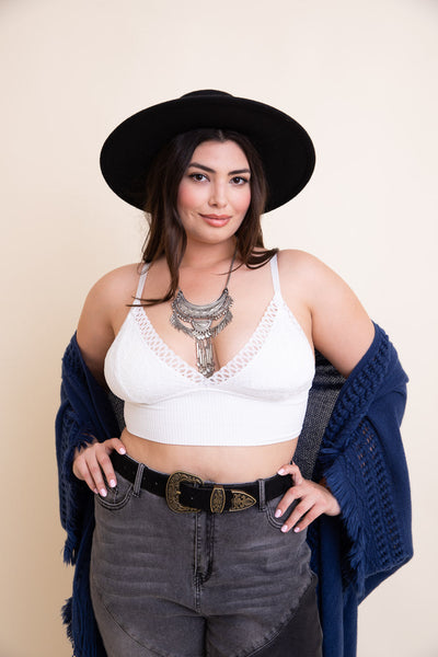 Curvy Waistband Loop Lace Brami Bralette White