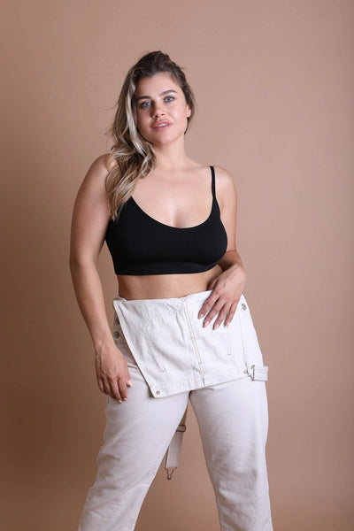 Low Back Seamless Bralette Plus Size Black