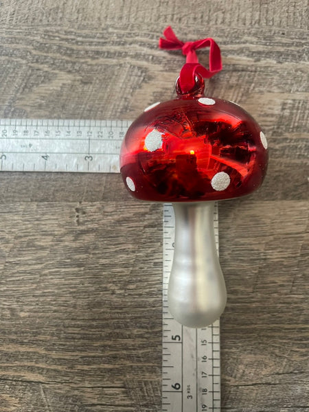 Red & White Mushroom Glass Ornament