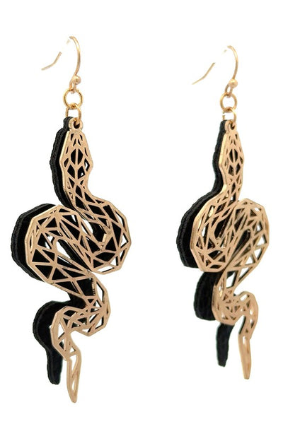 Snake Black & Gold Earrings