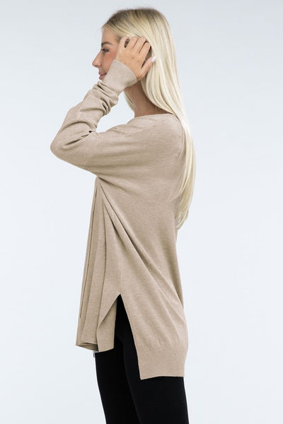 Hi-Low Hem Front Seam Sweater (5 colors)