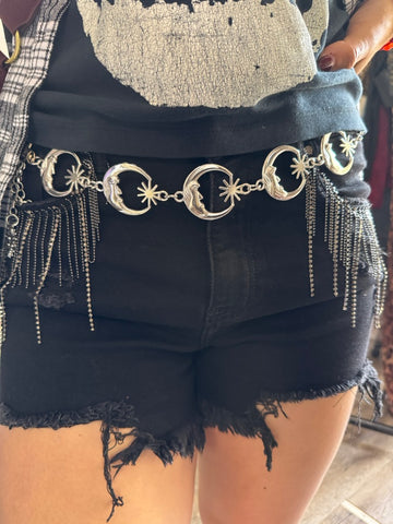 Whimsi Goth Crescent Moon Chain Belt - 2 colors