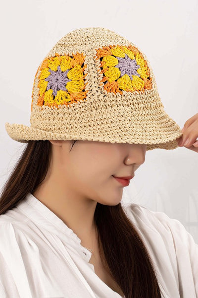 Packable crochet granny square bucket hat - 2 colors