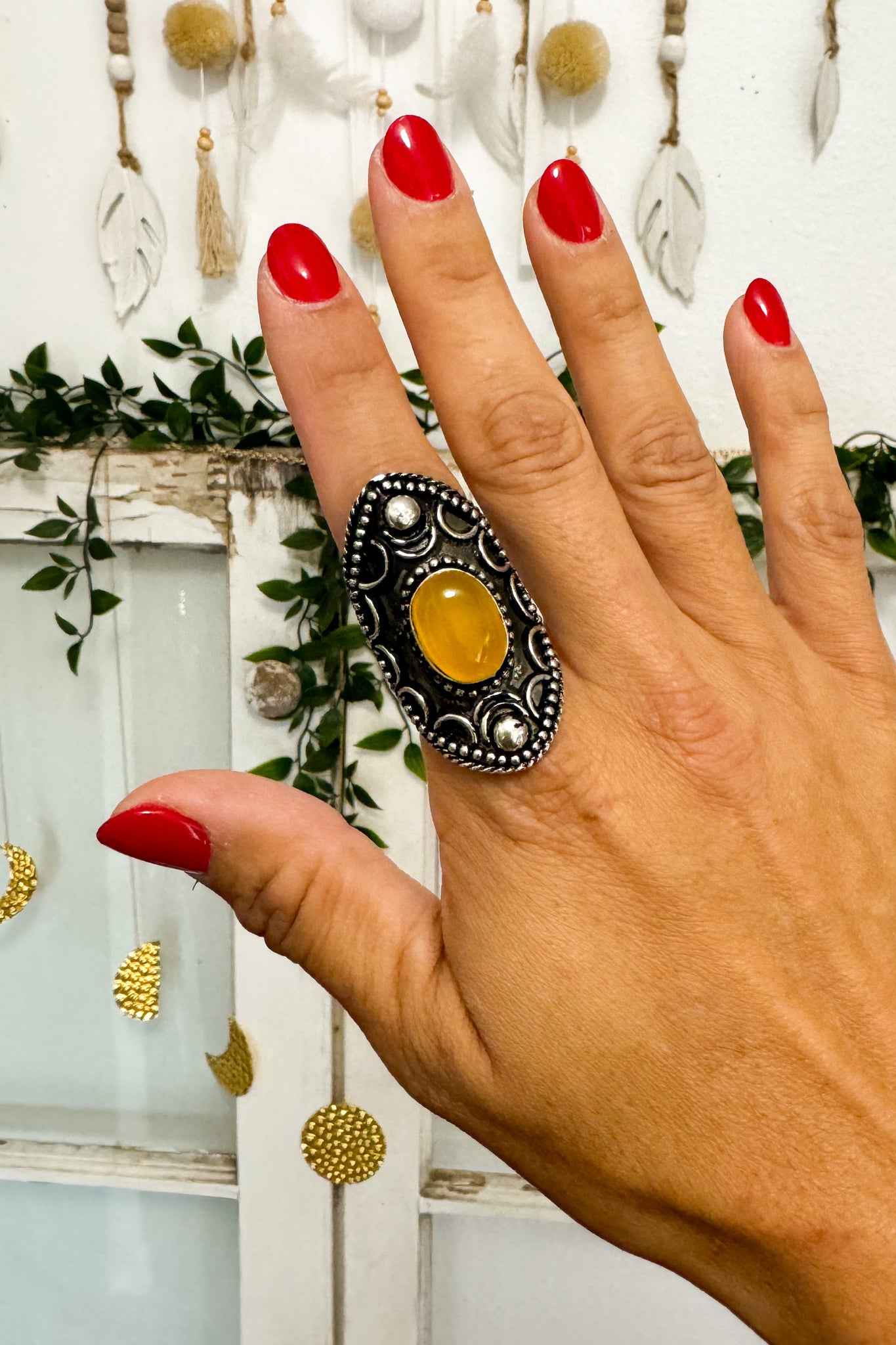 Nostalgic Vintage Honey Tiger's Eye Statement Ring