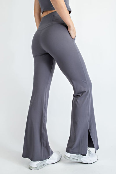 PLUS V Waist Flared Yoga Pants with Pockets