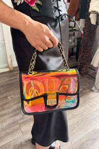 Holographic Vinyl Soft Clutch with Inner Pouch