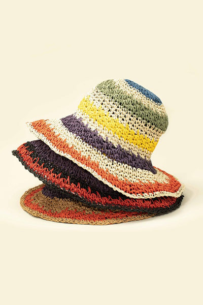 Packable crochet straw bucket hat - 2 colors