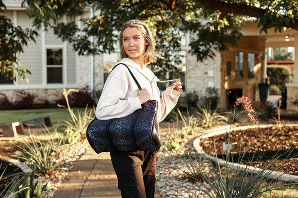 Black Leopard Neoprene Bag