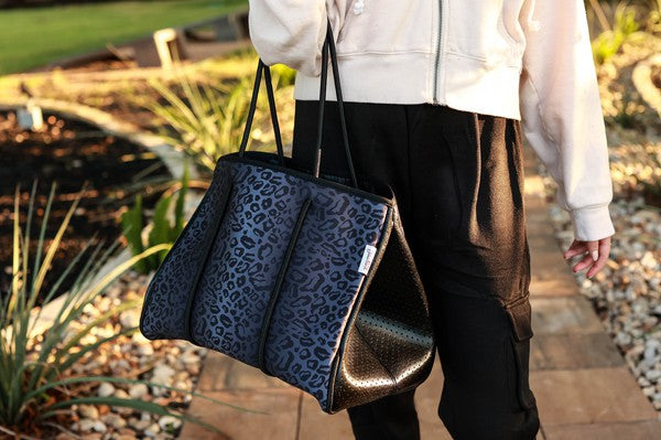 Black Leopard Neoprene Bag