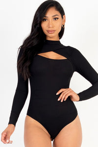 Front Cutout Long Sleeve Bodysuit (7 Colors)