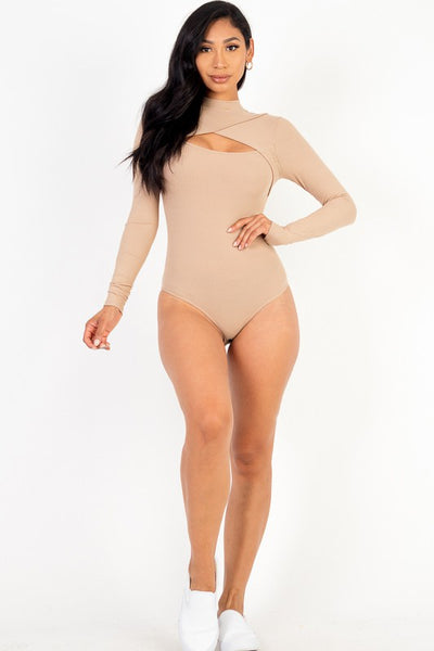 Front Cutout Long Sleeve Bodysuit (7 Colors)