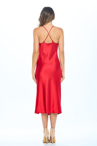 Satin Bias Slip Dress with Slit