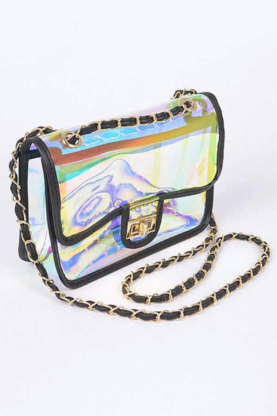 Holographic Vinyl Soft Clutch with Inner Pouch