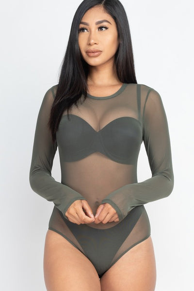 Mesh shirt Sheer blouse Long Sleeves Bodysuit (4 colors)