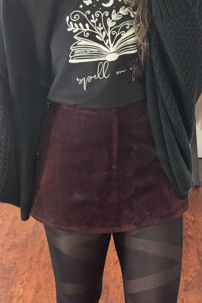 Size Small (women's 2) SAMPLE // Brushed Denim Burgundy Skort