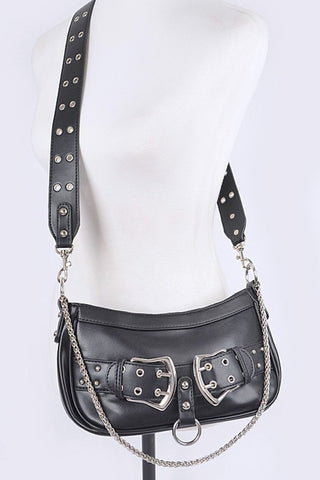 Vegan Leather Convertible Studded Shoulder Bag (2 colors)