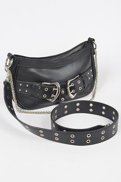 Vegan Leather Convertible Studded Shoulder Bag (2 colors)